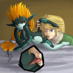 1boy 1girls angry cunnilingus female hope(n_forever) imp_midna licking link link_(twilight_princess) male midna nintendo oral pussy pussy_juice saliva spread_legs straight straight_hair the_legend_of_zelda tongue twili twilight_princess