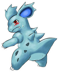 blue_skin blush color female female_only feral nidorina nude pokemon red_eyes solo tagme vulva