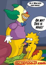 breasts clown clown_boy clown_makeup clown_nose clown_shoes color comics-toons exposed_breasts female human krusty_the_clown lisa_simpson male the_simpsons yellow_body yellow_skin