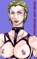 1girls 2d 2d_(artwork) areolae blue_eyes breasts exposed_breasts nina_williams nousk partially_nude tagme tekken