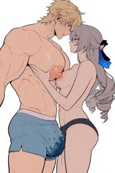 ai_generated ass biceps big_ass big_muscles big_pecs big_pectorals big_penis bronya_rand buff gepard_(honkai:_star_rail) honkai:_star_rail male masculine_male muscles muscular muscular_male penis size_difference