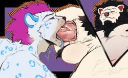 animal_genitalia animal_penis anthro ball_tuft balls barazoku bite biting_lip biting_own_lip closed_eyes cougar digital_media_(artwork) duo erection facial_piercing felid feline fellatio fur genitals hair lion male male/male male_penetrated male_penetrating male_penetrating_male mammal mane nipples nose_piercing nose_ring nude open_mouth oral oral_penetration pantherine pecs penetration penile penis piercing pubes raccoondouglas ring_piercing self_bite septum_piercing septum_ring sex sheath smile spread_legs spreading teeth tongue tongue_out tuft vein veiny_penis