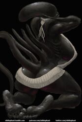 alien alien_(franchise) female female_xenomorph feral_only monochrome nihilophant solo virgin_killer_sweater xenomorph