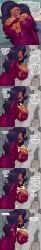 1girls affair big_breasts big_hair black_hair boobjob breasts cleavage clothing continue_after_cum cuddlecore cum cum_in_breasts cum_on_breasts cumming_from_paizuri dark-skinned_female excessive_cum eyelashes eyeshadow female fully_clothed fully_clothed_female gigantic_breasts huge_breasts imminent_cheating imminent_infidelity lipstick looking_at_viewer makeup milf multiple_orgasms ok_k.o.!_let's_be_heroes open_mouth paizuri purple_dress purple_eyeshadow purple_lipstick red_eyes smile solo solo_female speech_bubble thin_waist top_heavy vampire wilhamena