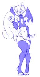 2024 anthro armwear biped blep blue_and_white clothing digital_drawing_(artwork) digital_media_(artwork) digitigrade domestic_cat elbow_gloves felid feline felis femboy fur genitals gloves hair handwear hi_res legwear looking_at_viewer male male_anthro mammal monochrome navel navel_piercing nekodoiko nipple_tape pasties penis piercing simple_background solo standing tail tape thigh_highs tongue tongue_out white_background