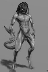 1boy alien_(franchise) alien_vs_predator male male_only male_xenomorph monochrome nihilophant no_humans predalien predator_(franchise) solo tagme xenomorph