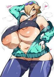 1girls blonde_hair breasts female female_focus female_only large_breasts light-skinned_female light_skin looking_at_viewer mario_(series) peterh_lewd princess_rosalina solo thick_thighs thighs white_background wide_hips