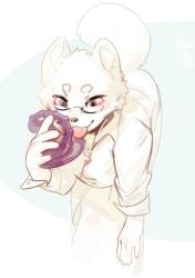 anal anal_sex anthro canid canine canis clothing dildo dildo_in_ass dildo_insertion domestic_dog eyewear fur glasses hi_res humanoid male mammal object_in_ass penetration sex_toy sex_toy_in_ass sex_toy_insertion shirt solo t-shirt tentacles_dildo topwear whiisland white_body white_fur