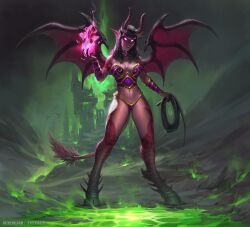 1girls armor bikini bikini_armor black_hair blizzard_entertainment breasts burning_legion choker claws cleavage clothing collar colored_skin corset demon demon_girl demon_horns demon_tail demon_wings female female_only fit_female glowing_eyes high_resolution hooves horns humanoid large_breasts levelviolet long_hair looking_at_viewer magic magic_user monster_girl navel pink_skin png pointed_ears pointy_ears purple_eyes purple_skin sayaad smile solo spiky_tail standing succubus succubus_(warcraft) tail thick_thighs thighs toned_female warcraft weapon whip wings world_of_warcraft