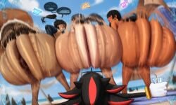 1boy 3girls anus ass ass_focus ass_shake ass_up asshole astroodragon beach chel competition crossover dark_skin dialogue dreamworks eastern_and_western_character hayase_nagatoro huge_ass korra please_don't_bully_me,_nagatoro shadow_the_hedgehog sonic_(series) the_legend_of_korra thick_ass twerking wobbling_ass