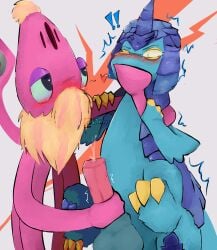7_tentacles animal_genitalia animal_penis balls beard big_blue_bubble blue_body blush bodily_fluids cephalopod coleoid cranchee cum duo ejaculation equid equine equine_genitalia equine_penis facial_hair feral genital_fluids genitals hands-free heart_symbol hi_res horn itkkari male male/male mammal marine mollusk my_singing_monsters mythological_creature mythological_equine mythology octopodiform octopus penis pink_body speaker spontaneous_ejaculation stroking_penis strombonin tentacle tentacle_masturbation unicorn vein veiny_penis