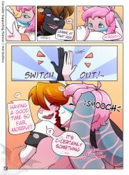 alternative_fashion anal anthro ass big_butt comic dialogue domestic_cat dragon dragunny felid feline felis goth hair hi_res hot-gothics hybrid kissing kissing_cheek lagomorph leporid mammal meme morphi_(character) mythological_creature mythological_scalie mythology oral rabbit red_hair rimming scalie sex slightly_chubby tail