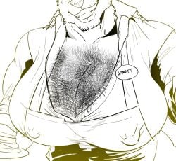 1boy bandit_heeler big_breasts big_breasts breast_focus breast_hair breasts_focus busty busty_boy chest_hair cleavage daddy dilf hairy_breasts hairy_tits huge_breasts huge_breasts male male_breasts male_cleavage male_only male_tits male_with_breasts mature mature_male monsterbator name_tag nipple_bulge nipples_visible_through_clothing solo solo_male