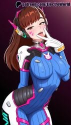 1girls 2025 ai_generated artist_name bangs blush bodysuit breasts breasts breasts brown_eyes brown_hair bunny_print bust chest covered_nipples d.va electroworld facial_mark female gloves headphones hi_res high_quality high_resolution highres long_hair open_mouth overwatch patreon patreon_username pilot_suit shoulder_pads solo stable_diffusion swept_bangs watermark whisker_markings white_gloves