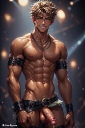 abs ai_generated balls ballsack biceps bicolored_hair club cum cum_drip erect_penis erection leather leather_clothing leather_straps lights male male_only muscles muscular muscular_arms muscular_male muscular_thighs naked naked_male nude nude_male nudity pecs pectorals penis six_pack solo solo_male stripper tan_body tan_skin tanned_body tanned_male triceps veins veiny_penis