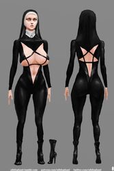 female full-length_portrait full_length model_sheet nihilophant nun skimpy_clothes solo standing