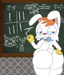 anthro ass ass_focus bare_ass belly bottomless chalk chalkboard chalkboard_writing chubby disney fractions glasses japanese_text kilroy_was_here looking_at_viewer loss math partially_clothed presenting_hindquarters rabbit rear_view roger_rabbit shortstack teaching text thick_ass thick_thighs who_framed_roger_rabbit