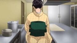 10s 1girls 2014 animated animated ass ayaka_yoshino_(konna_ni_yasashiku_sareta_no) black_hair female female hair_bun huge_ass indoors japanese_clothes kimono kitchen konna_ni_yasashiku_sareta_no mature_female queen_bee_(animation_studio) single_hair_bun tagme walking yukata