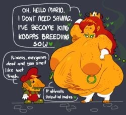 areola areolae ass ass_bigger_than_head ball_leash bbw belly big_areola big_areolae big_areolas big_belly big_female big_female_small_male bite bite_mark_breast bite_mark_on_ass bite_mark_on_breast bite_mark_on_shoulder bite_mark_on_thigh bite_marks boots breasts breasts_bigger_than_head breasts_out butt_bigger_than_head child_bearing_hips choker collar crown dialogue digital_drawing_(artwork) digital_media_(artwork) dumptruck_ass dumptruck_butt fat_arms fat_ass fat_belly fat_breasts fat_butt fat_female fat_legs fat_thighs female female_focus freckled_face freckles freckles_on_breasts freckles_on_butt freckles_on_chest freckles_on_face freckles_on_shoulders freckles_on_thighs gem gemstone gigantic_ass gigantic_butt gigantic_female ginger ginger_hair gloves gold_(metal) gold_crown gold_jewelry green_choker green_gem green_gemstone green_heart_(symbol) green_hearts green_leash green_piercing hairy hairy_armpits hairy_belly hairy_female heart horizontal_navel huge_areola huge_areolae huge_areolas huge_ass huge_belly huge_butt huge_female jumpsuit large_areolae large_belly large_butt large_ears large_female large_nose large_penis leash mario mario_(series) messy messy_hair moustache musk musky musky_body nintendo nipple_piercing nipples obese obese_female orange_areola orange_areolae overweight overweight_female princess_peach princess_toadstool red_cape red_hair red_jumpsuit sagging_breasts saggy_breasts scratch_mark scratch_marks scratches sleepy_salami sleepyslut sleeves smell smelly smelly_body ssbbw super_mario_bros. text thick thick_ass thick_body thick_boobies thick_boobs thick_booty thick_butt thick_hips thick_legs thick_thighs thighhighs thighs video_game video_game_character video_game_franchise video_games voluptuous voluptuous_female white_gloves white_sleeves white_thigh_highs white_thighhighs white_thighs wide_ass wide_breasts wide_butt wide_hipped_anthro wide_hipped_female wide_hips wide_thighs yellow_body yellow_skin