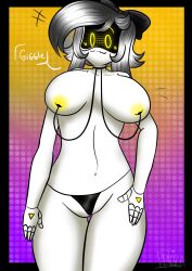 big_breasts breasts choker cyn_(murder_drones) darkxmoza_off female female_only murder_drones nipple_clamps