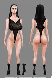 female full-length_portrait full_length model_sheet nihilophant nun skimpy_clothes solo standing