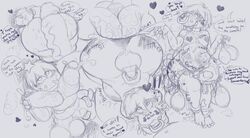 anal ass balls body_writing coast-art condom cum cum_everywhere cum_in_ass cum_in_mouth djynn_flyssa double_anal filled_condom full_condom gangbang gay male mario_(series) nintendo nipple nose_ring oral penis spitroast triple_anal vein yoshi