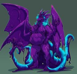 4_arms 4_eyes 4_wings 5_tails absurd_res cybernetics cyborg dragon eggs_in_belly female goo_creature goo_dragon goo_drip gooborg goopy gynomorph gynomorph/female hi_res intersex intersex/female machine melting multi_arm multi_eye multi_limb multi_tail multi_wing mythological_creature mythological_scalie mythology pregnant purple_body queen_vinyl_da.i'gyu-kazotetsu scalie slime tail wings