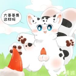 animal_genitalia animal_penis blush blush_lines fabulous_beasts felid feral fur genitals hetao_(fabulous_beasts) hi_res interspecies jiecheng811056 male male/male mammal nipples pawpads penis tail white_body