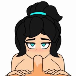 animated black_hair blowjob blue_eyes blush ninjago nude_female nya_(ninjago) topless topless_female