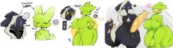 2d 2futas anthro anthro_futa big_penis black_body black_fur blush bottomless bottomless_futa bra breasts_bigger_than_head closed_eyes confused confused_look digital_media_(artwork) erect_nipples erection foreskin front_view furry gameplay_mechanics glossy green_body green_fur hands_on_breasts heart hips_wider_than_shoulders hoodie hoodie_only horny horny_face horny_futa looking_at_penis magic massive_penis nude nude_futa orange_penis precum rain_world saint_(rain_world) shiyaa_stuff simple_background sleeves_past_wrists slugcat speech_bubble standing stat_change status_effect suprised suprised_look symbol text unusual_precum veiny_penis videocult watcher_(rain_world) white_background white_bra white_hoodie white_sclera