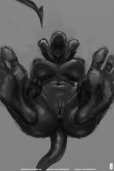 1girls alien alien_(franchise) female female_xenomorph feral_only monochrome nihilophant solo xenomorph