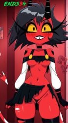 blonde_hair demon_girl ends34 female female_only helluva_boss millie_(helluva_boss) red_body short_hair