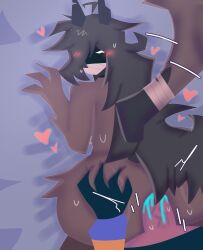 1boy 1girls :> :3 ;-; agetha_(kaaatie) anal anal_penetration anal_sex back_view bandaged_mouth big_ass black_hair blue_cum blush cum cum_in_ass dangerous_forest female focus fpe fundamental_paper_education fur furry hand_on_ass kaaatie katieverse long_hair looking_at_ass machine_girl_(kaaatie) male male/female male_penetrating male_penetrating_female nameless_werewolf_(kaaatie) nude_female on_bed penis penis_in_ass simple_shading sweat werewolf werewolf_girl werewolf_tail wolf wolf_girl