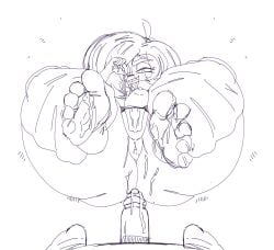 1boy1girl after_masturbation aftermath anus appl_(applchu) applchu asshole big_ass brat bratty breasts_out covered_pussy cum_on_feet feet_up glasses line_art line_art penis smiling socks tagme thick_legs thick_thighs