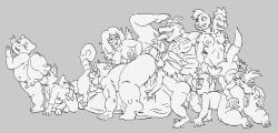 2_heads 5_fingers 5_toes absurd_res all_fours anal anthro anthro_on_anthro anus backsack balls big_balls big_penis biped bodily_fluids breast_grab breasts claws denim_(artist) denim_jackett dragon eyewear feet felid female female/female female_on_anthro feral fingers from_behind_position futanari genitals glans glasses group group_sex hand_on_breast herm hi_res hooves huge_balls huge_cock human humanoid humanoid_genitalia humanoid_penis hyper hyper_balls hyper_genitalia hyper_penis intersex intersex/male interspecies male male/female male/male mammal monochrome multi_head murid murine mythological_creature mythological_scalie mythology nipples on_wall oral orgy penetration penis pussy rat reptile rimming rodent saliva scalie scut_tail sex short_tail tail toes tongue tongue_out vulva wheelbarrow_position wings