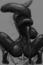 1boy 1boy1girl 1girls alien alien_(franchise) female female_xenomorph feral_penetrated male monochrome nihilophant penetration sex sketch xenomorph