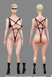 female full-length_portrait full_length model_sheet nihilophant skimpy_clothes solo standing