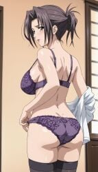 1girls amamiya_misako bra enbi female_only hentai leggings light-skinned_female lingerie milf mommy mother panties shy stockings voluptuous voluptuous_female