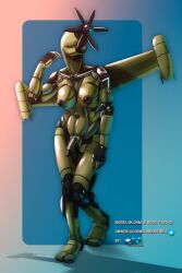 absurd_res aircraft anthro black_nipples breasts cross digital_drawing_(artwork) digital_media_(artwork) digital_painting_(artwork) drqube female futanari green_body hi_res intersex iron_cross living_aircraft living_machine living_vehicle looking_up machine metal metallic_body nipples nude painting_(artwork) pussy robot rotor simple_background smile solo text vehicle vulva wings
