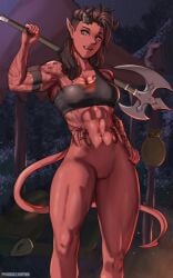 athletic_female baldur's_gate baldur's_gate_3 fluffydus karlach muscular_female tagme