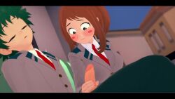 3d animated boku_no_hero_academia cybrokrimson handjob koikatsu midoriya_izuku my_hero_academia tagme uraraka_ochako video