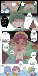 abby_(kpop_demon_hunters) baby_(kpop_demon_hunters) big_pecs blush clothed clothing dominant domination doodlefish75 gay kpop_demon_hunters male male_focus male_only muscular muscular_male muscular_sub mystery_(kpop_demon_hunters) nipples nipples_visible_through_clothing one_eye_closed pecs romance_(kpop_demon_hunters) submissive submissive_male sweat sweatdrop sweating tongue tongue_out yaoi