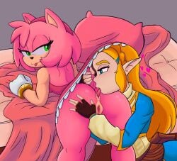 2girls amy_rose anal anilingus clothed crossover dress eating_ass interspecies oral oral_sex princess_zelda pussy rimming rimming_female sonic_(series) tail the_legend_of_zelda tongue tongue_in_anus zelda_(breath_of_the_wild)