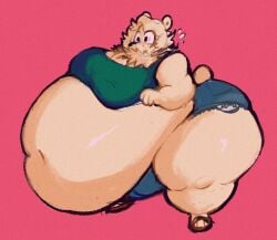 2025 american_black_bear anthro bear belly big_belly big_bulge black_bear bodily_fluids bottomwear breasts bulge clothing crop_top denim denim_bottomwear denim_clothing denim_shorts flying_sweatdrops footwear fur furry futanari green_clothing green_shirt green_topwear hair hi_res huge_belly intersex isaac_(wolfgirl9million) kermode_bear male male_(lore) mammal mane morbidly_obese morbidly_obese_futa morbidly_obese_intersex navel obese obese_futa obese_intersex overweight overweight_futa overweight_intersex pink_background punkitt round_ears sandals shirt shoes short_tail shorts simple_background sweat sweatdrop tail thick_thighs topwear ursine white_body white_fur white_hair wolfgirl9million