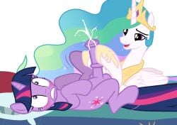 alicorn anonymous_artist balls bed big_balls big_penis blush bodily_fluids clenched_teeth cum cumshot duo ejaculation equid equine excessive_cum excessive_genital_fluids female female/female feral friendship_is_magic furniture genital_fluids genitals handjob hasbro herm hi_res hoof_job hooves horn horse intersex intersex/female mammal masturbation my_little_pony mythological_creature mythological_equine mythology penile penis pony princess_celestia_(mlp) sex shaky_legs spread_legs spreading teeth twilight_sparkle_(mlp) unicorn wings