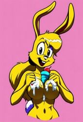ai_generated female furry ice_cream ice_cream_on_breasts jazz_jackrabbit_(series) lori_jackrabbit self_upload