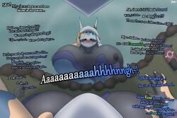 3:2 aggron anthro big_breasts black_body blue_eyes breast_growth breasts clothed clothing confusion dialogue diethyl expansion female female_pov first_person_view gender_transformation generation_3_pokemon growth hand_on_face hand_on_ground hi_res horn human identity_death looking_at_self male mammal mental_transformation mid_transformation mind_alteration mind_control mtf_transformation nintendo nipples non-mammal_breasts personality_change pokemon pokemon_(species) reality_shift reflection solo species_transformation text transformation transformed_clothing verbal_reaction_to_tf water weight_gain