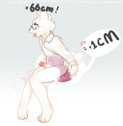 anal anal_sex anthro canid canine canis clothing dildo dildo_in_ass dildo_insertion domestic_dog eyewear fur glasses hi_res humanoid male mammal object_in_ass penetration sex_toy sex_toy_in_ass sex_toy_insertion shirt solo t-shirt tentacles_dildo topwear whiisland white_body white_fur