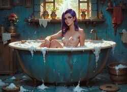 ai_generated bath bathing breasts erect_nipples legs looking_at_viewer the_incredibles violet_parr