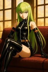 ai_generated c.c. code_geass crossed_legs female female_focus female_only femdom latex latex_clothing latex_gloves